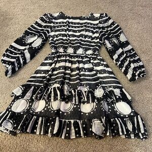 Cynthia Rowley Black and White Patterned Kids Dress